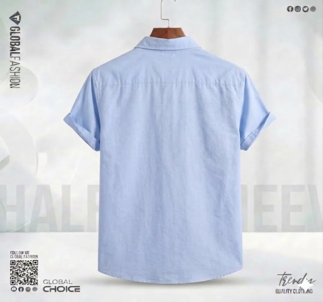 Remi Cotton Premium Short Sleeve Shirt - Combo-02-(Navy-blue & Sky)
