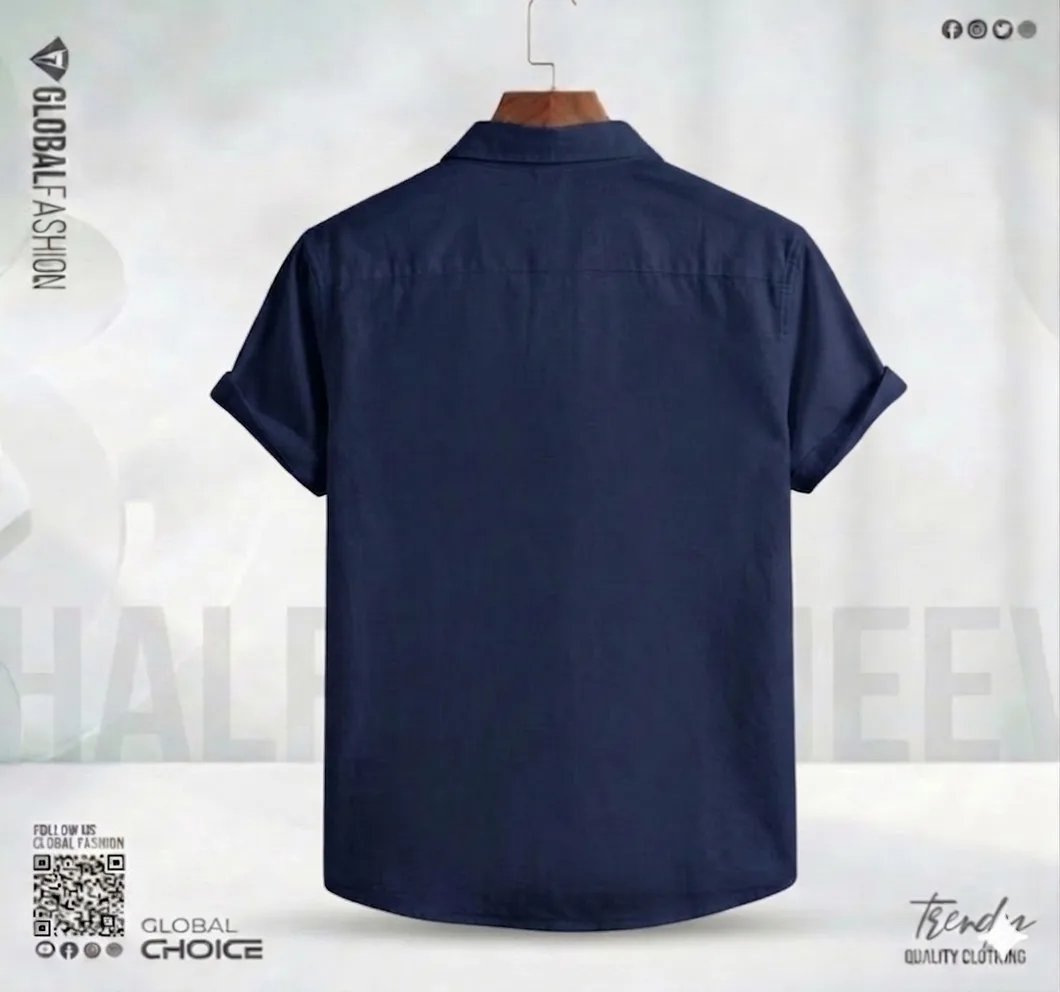 Remi Cotton Premium Short Sleeve Shirt - (Navy blue)