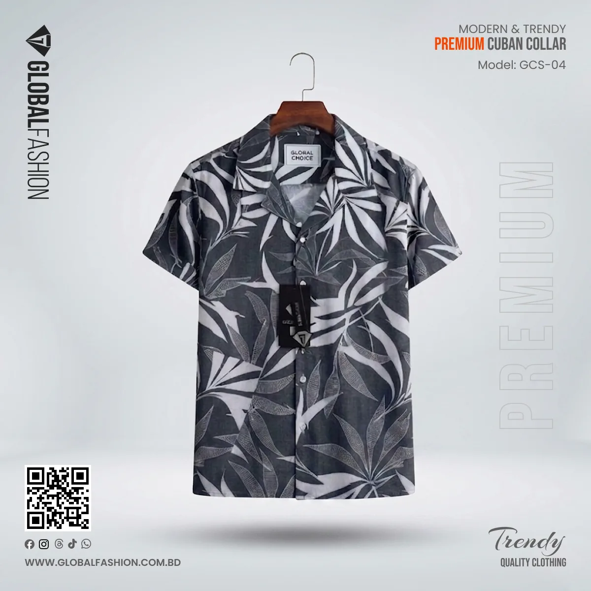 Premium Short Sleeve Cuban Collar Shirt - Combo-03(Sky, Ash & Off-black)