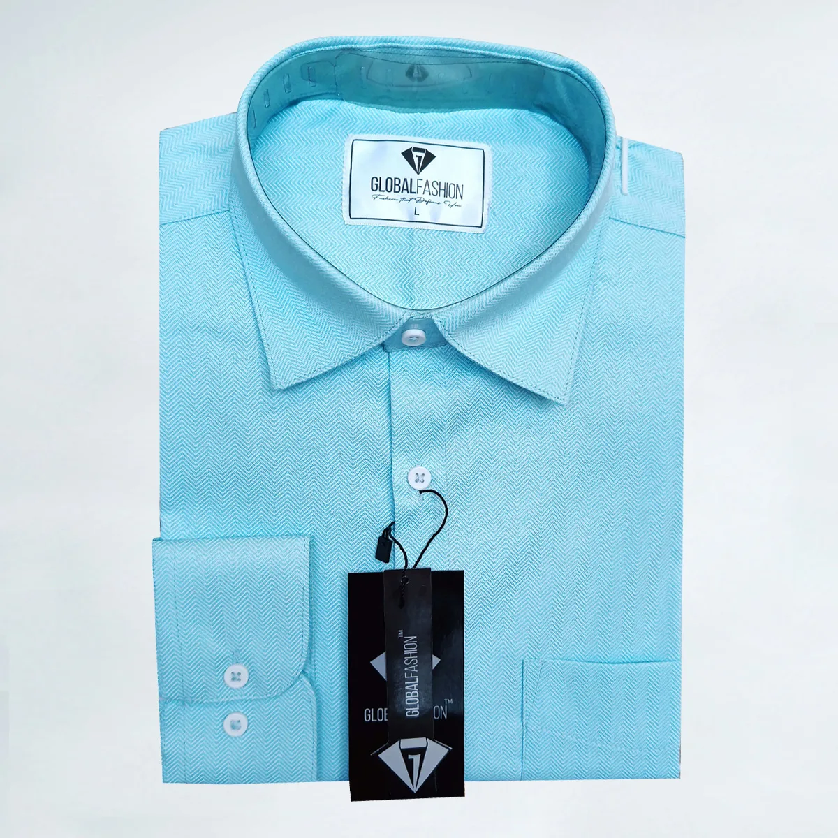 Premium Cotton Full Sleeve Formal Shirt - Combo-02-(Beige & Aqua-blue)