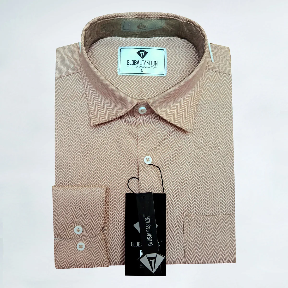 Premium Cotton Full Sleeve Formal Shirt - Combo-02-(Beige & Aqua-blue)