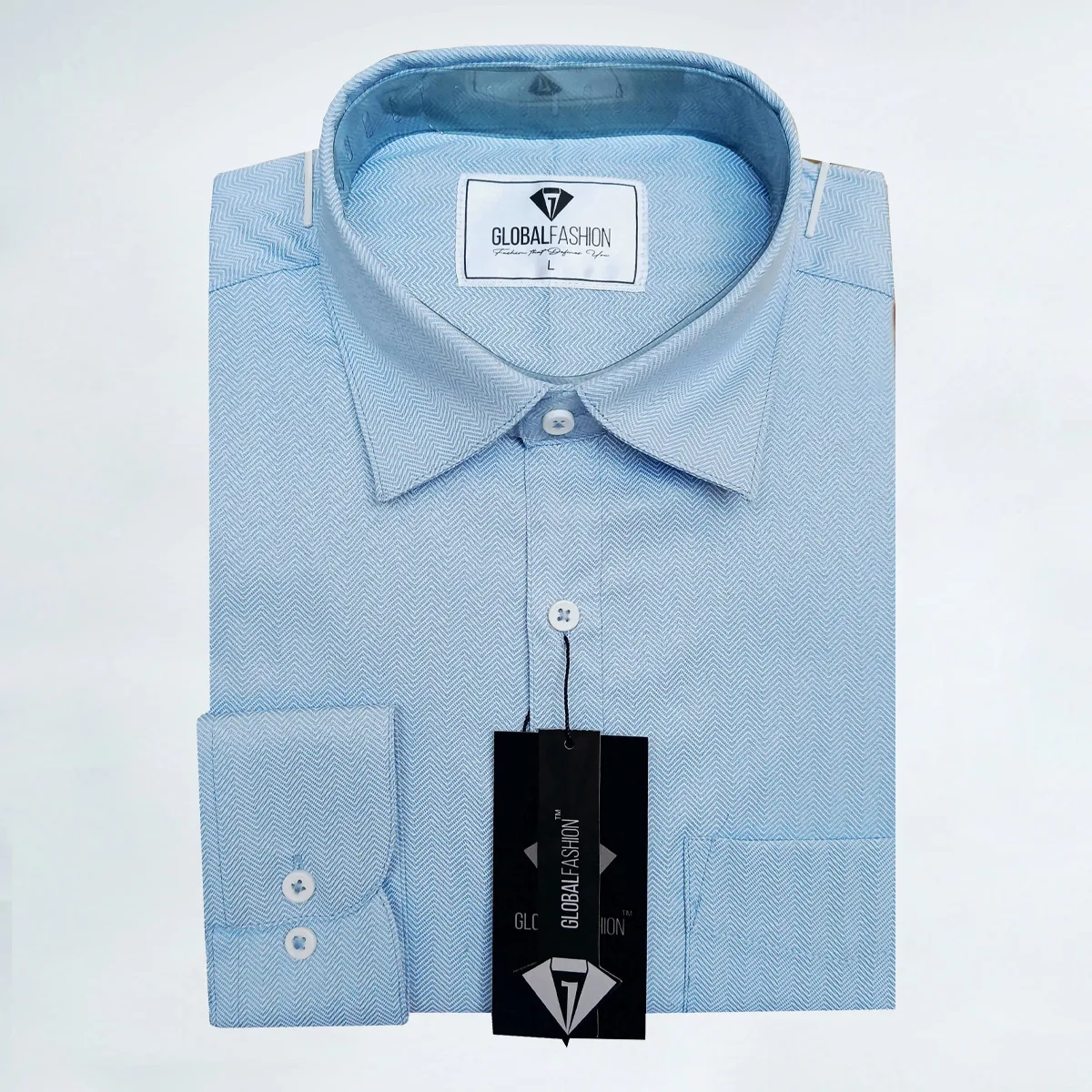 Premium Cotton Full Sleeve Formal Shirt - Combo-02-(Onion-pink & Sky-blue)