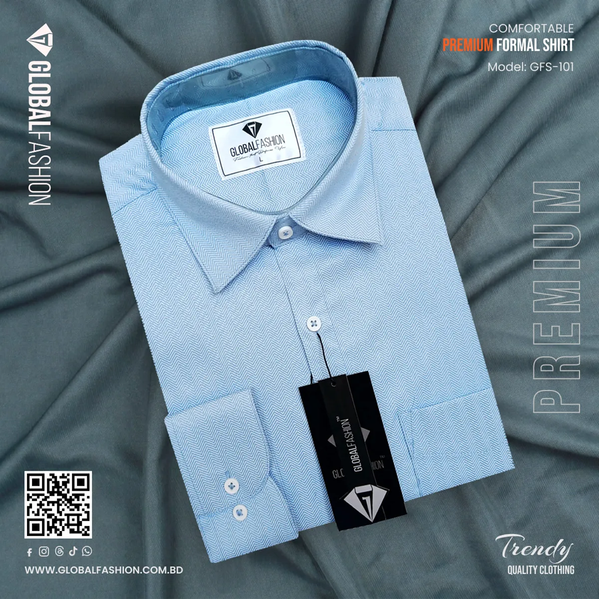 Premium Cotton Full Sleeve Formal Shirt - Combo-02-(Onion-pink & Sky-blue)