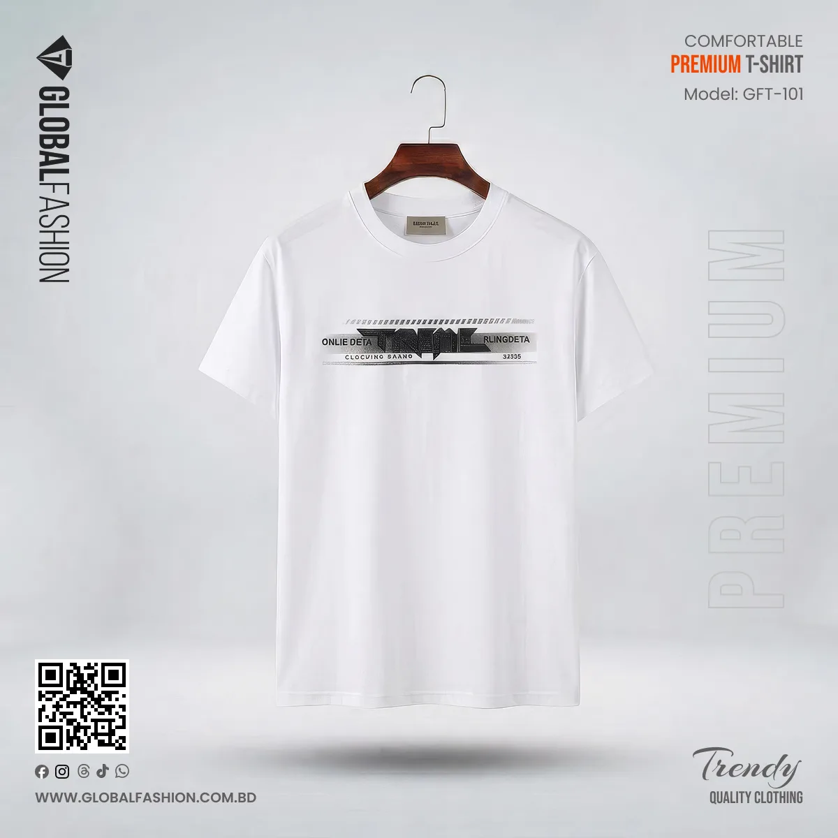 Premium And Exclusive China Mercerized Cotton T-shirt - (White)