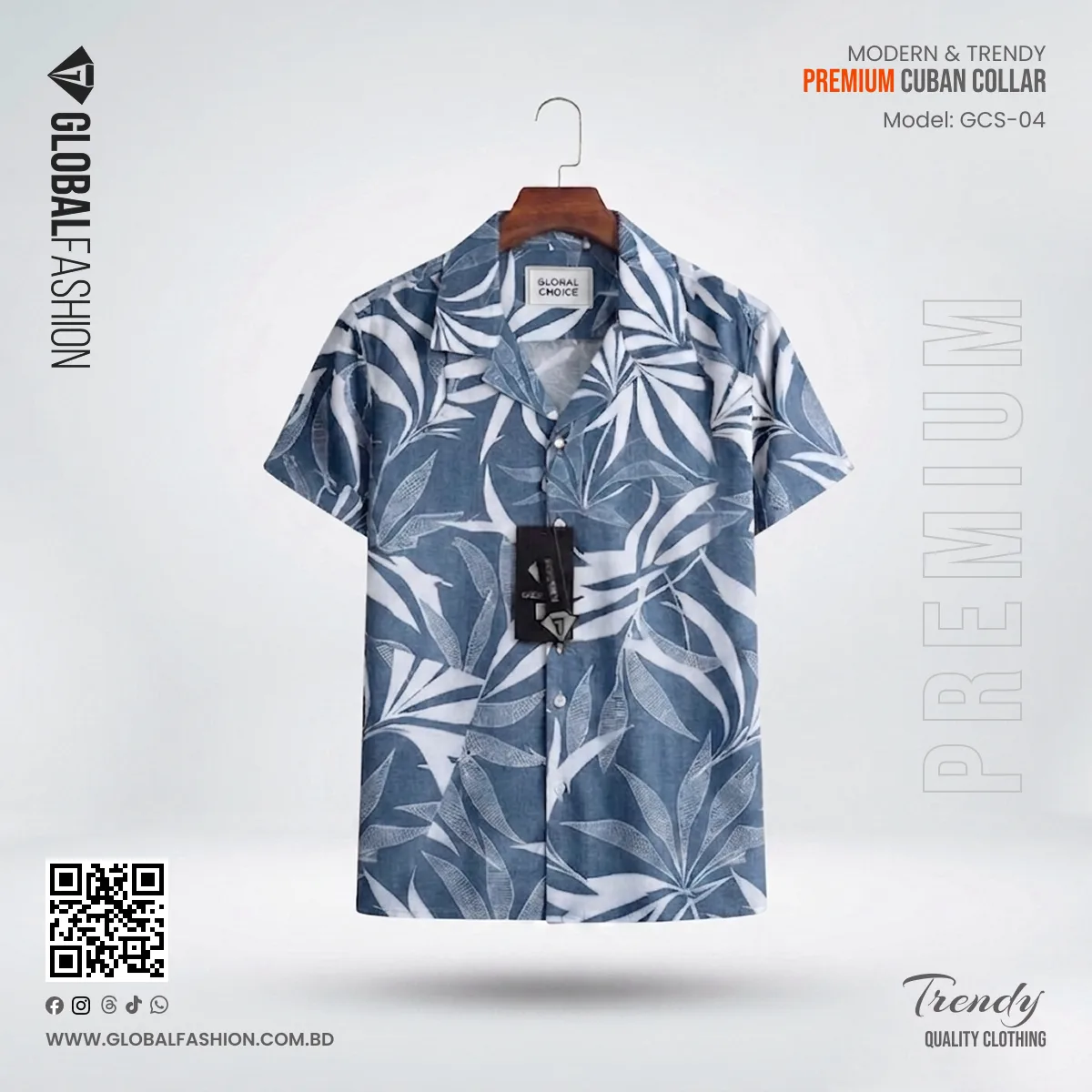 Premium Short Sleeve Cuban Collar Shirt - Combo-03(Sky, Ash & Off-black)