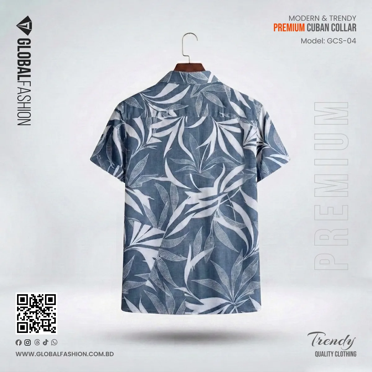 Premium Short Sleeve Cuban Collar Shirt - Combo-02(Sky & Off-black)
