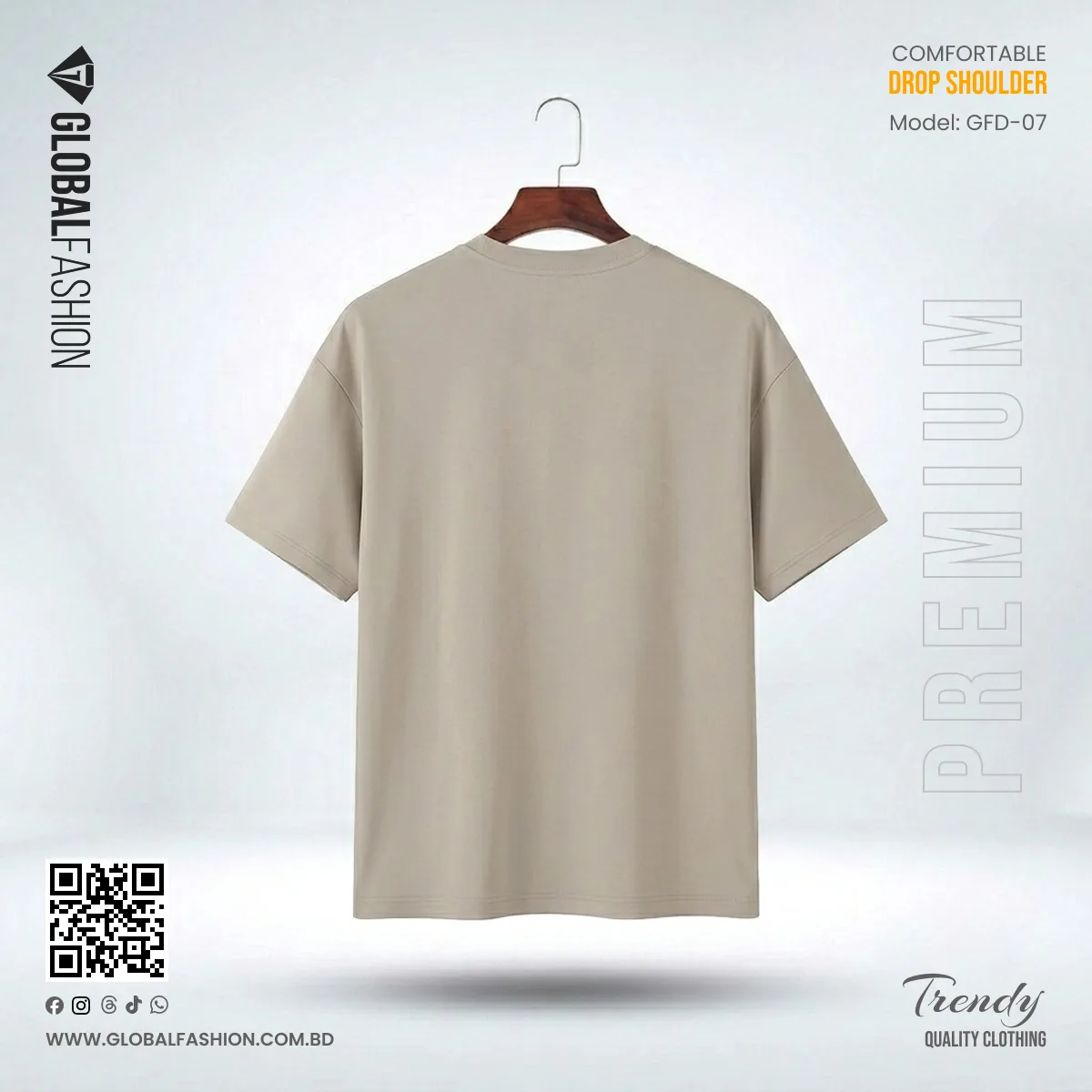 Exclusive China Mercerized Cotton Drop Shoulder - (Olive Gray)