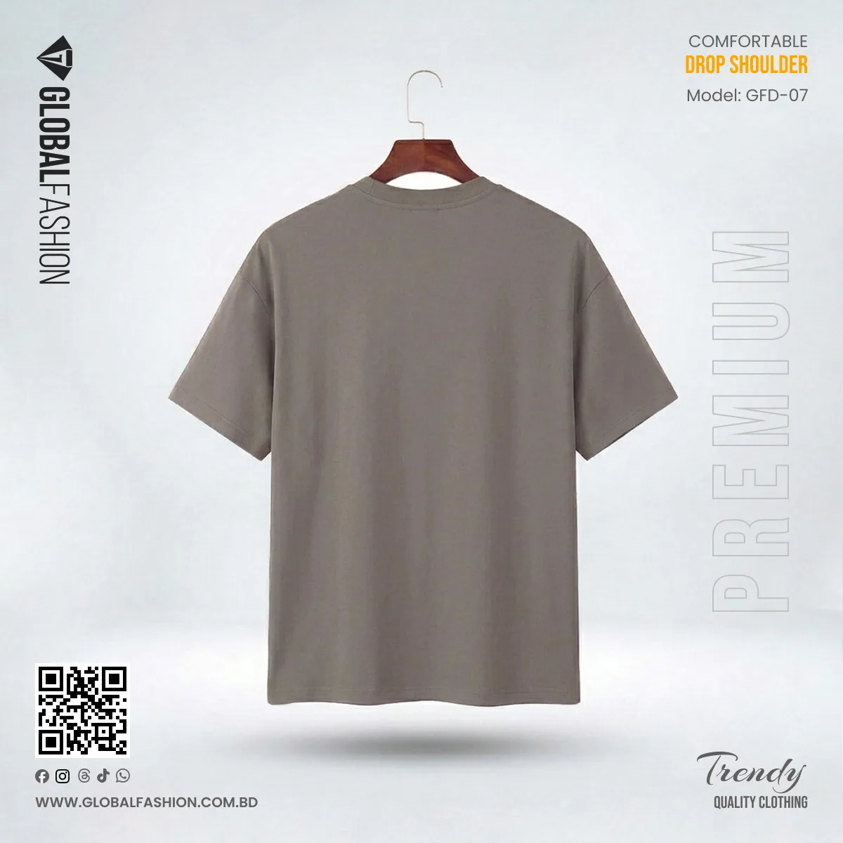 Exclusive China Mercerized Cotton Drop Shoulder - (Grey)
