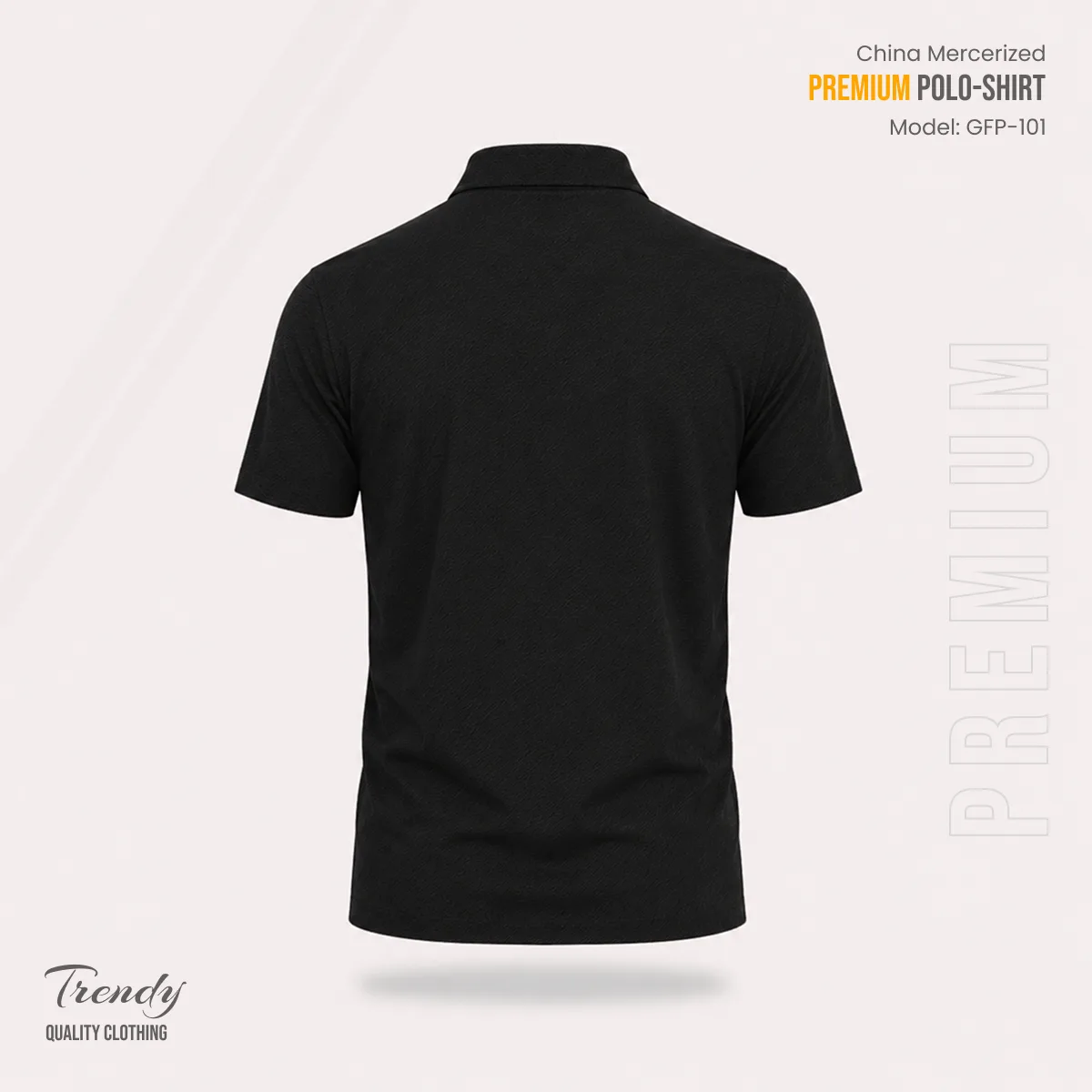 Premium Quality Half Sleeve China Mercerized Polo-shirt - (Black)