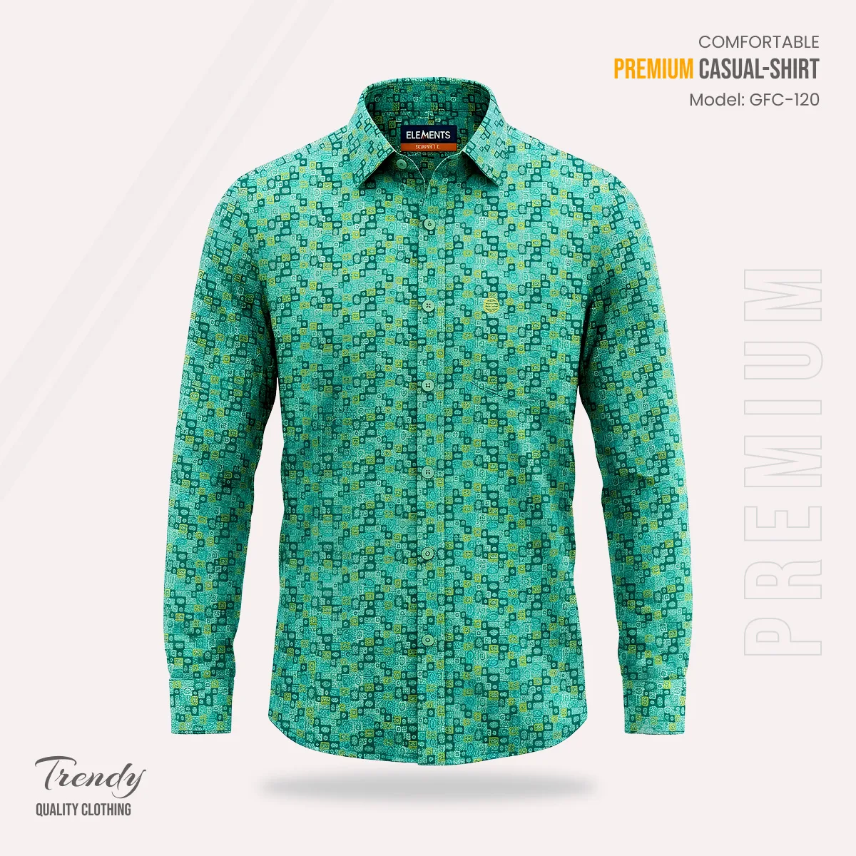 Premium Imported Cotton Full Sleeve Shirt - (Sea Green)