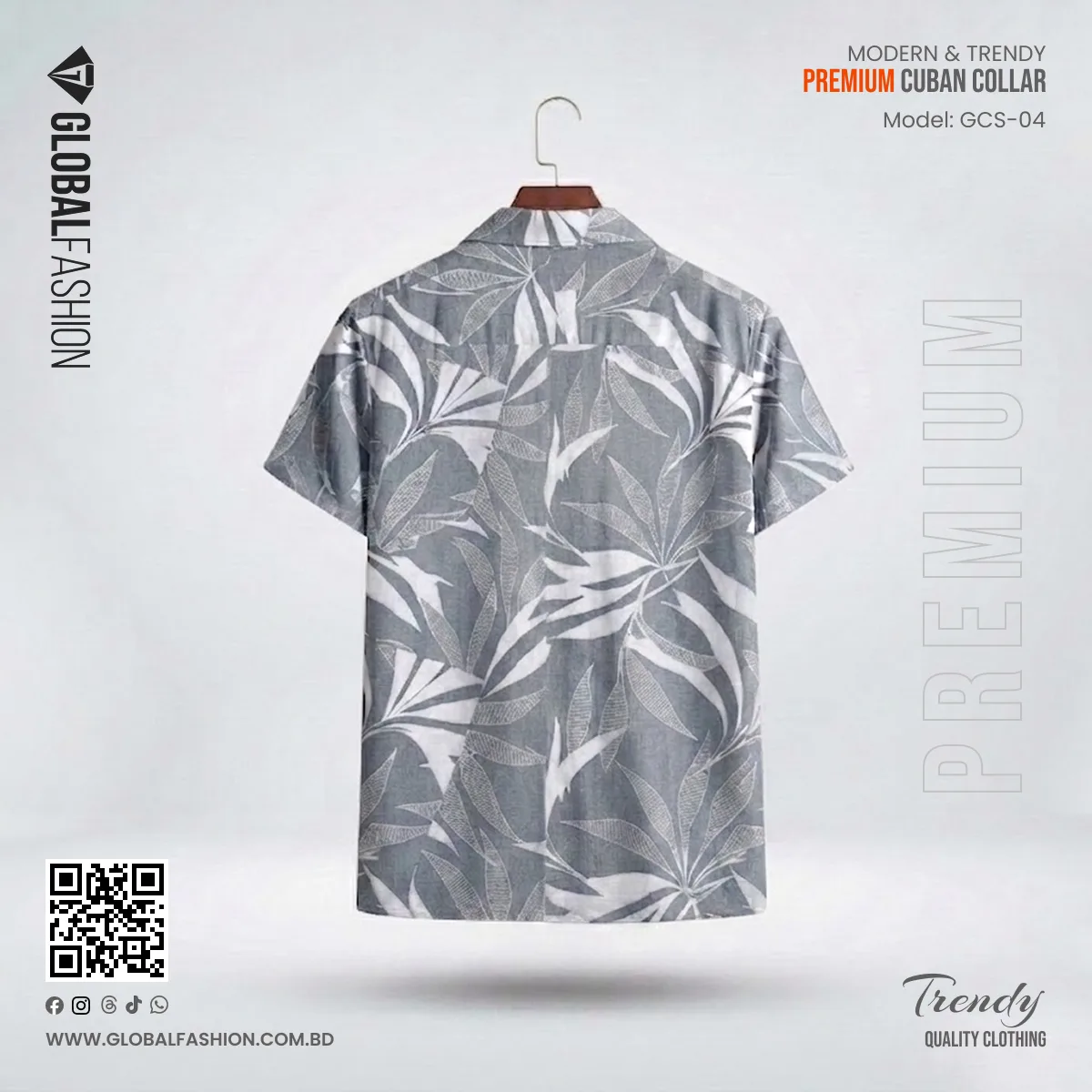 Premium Short Sleeve Cuban Collar Shirt - (Ash)