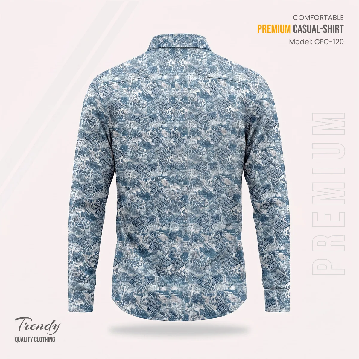 Premium Imported Cotton Full Sleeve Shirt - (Ash Blue)