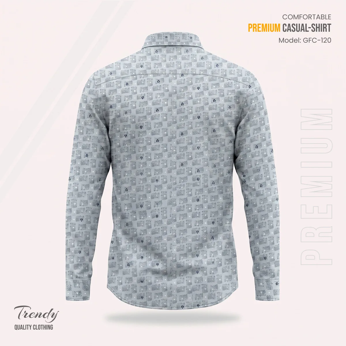 Premium Imported Cotton Full Sleeve Shirt - (Ash Grey)