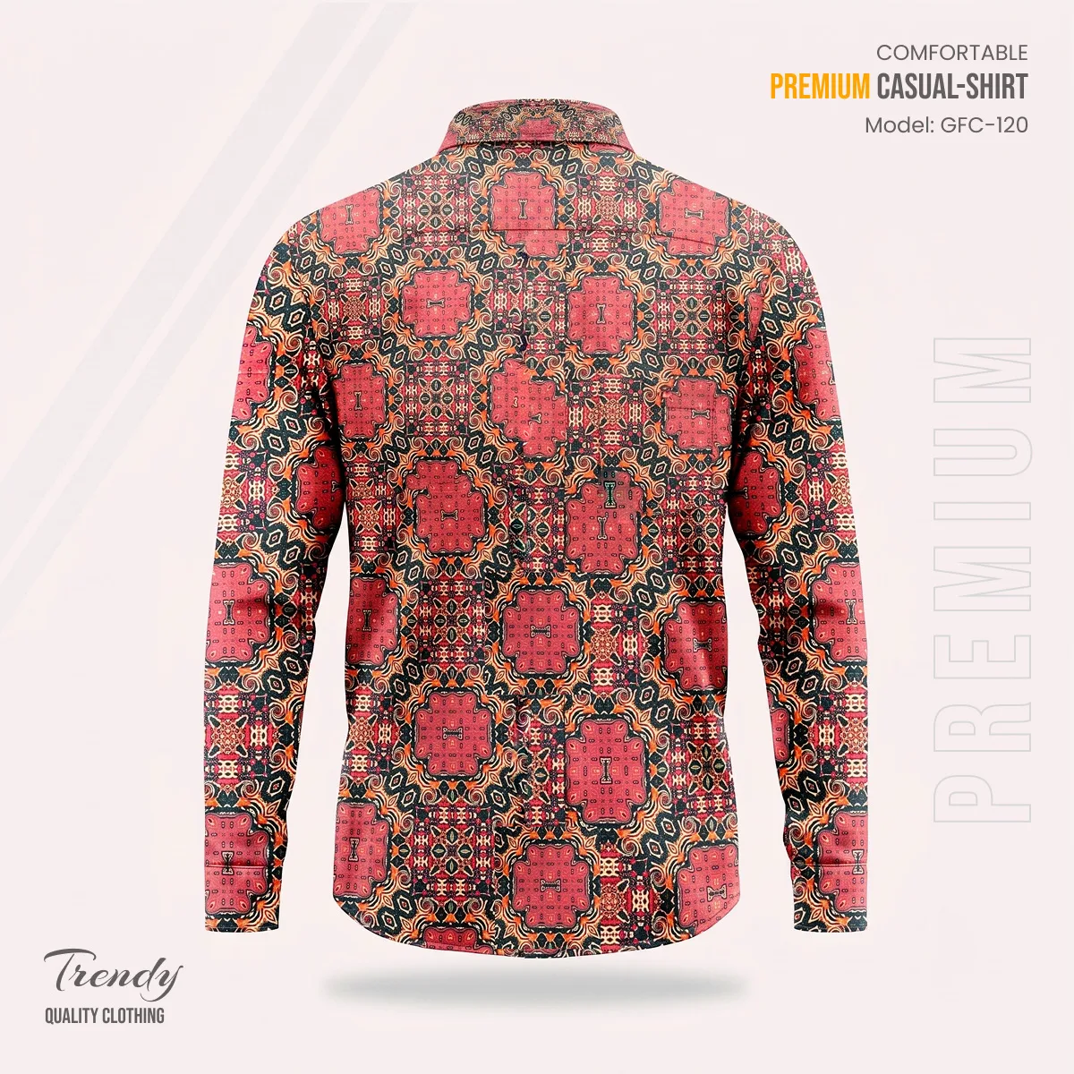Premium Imported Cotton Full Sleeve Shirt - (Brick Red)