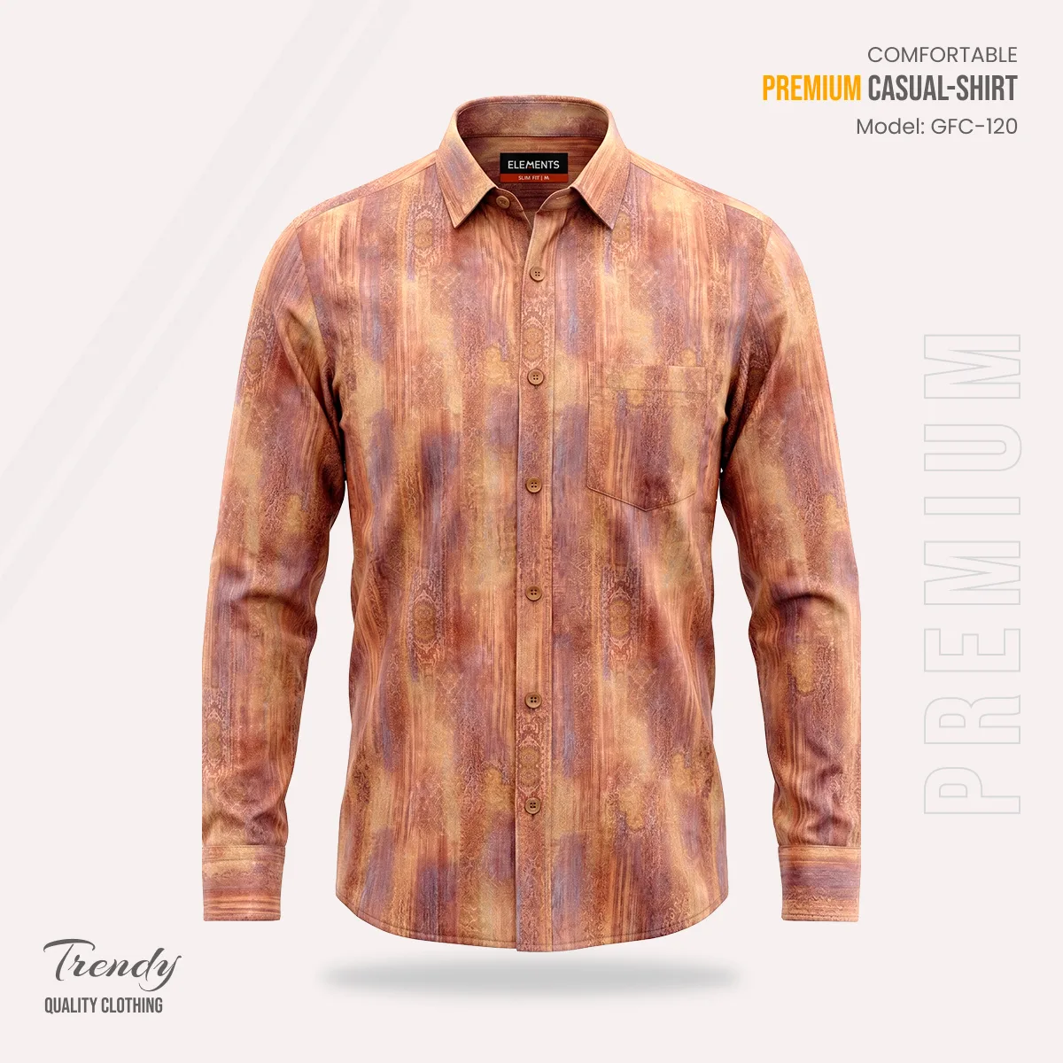 Premium Imported Cotton Full Sleeve Shirt - (Copper Brown)