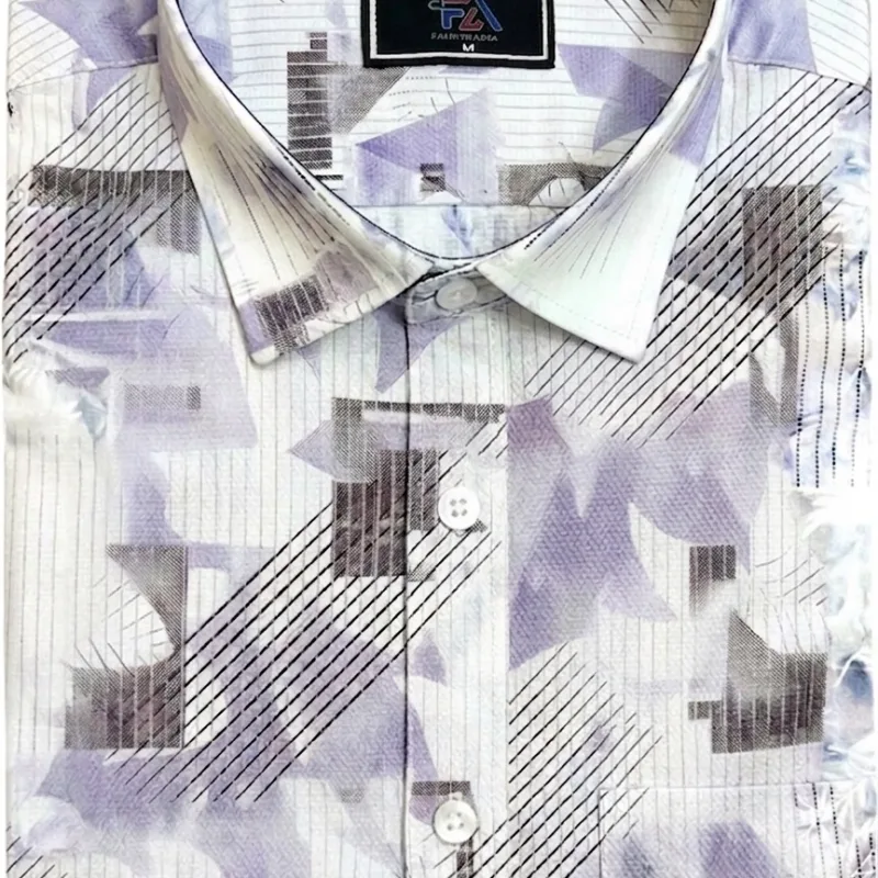 Digital Printed Premium Short Sleeve Shirt - (Sky blue)