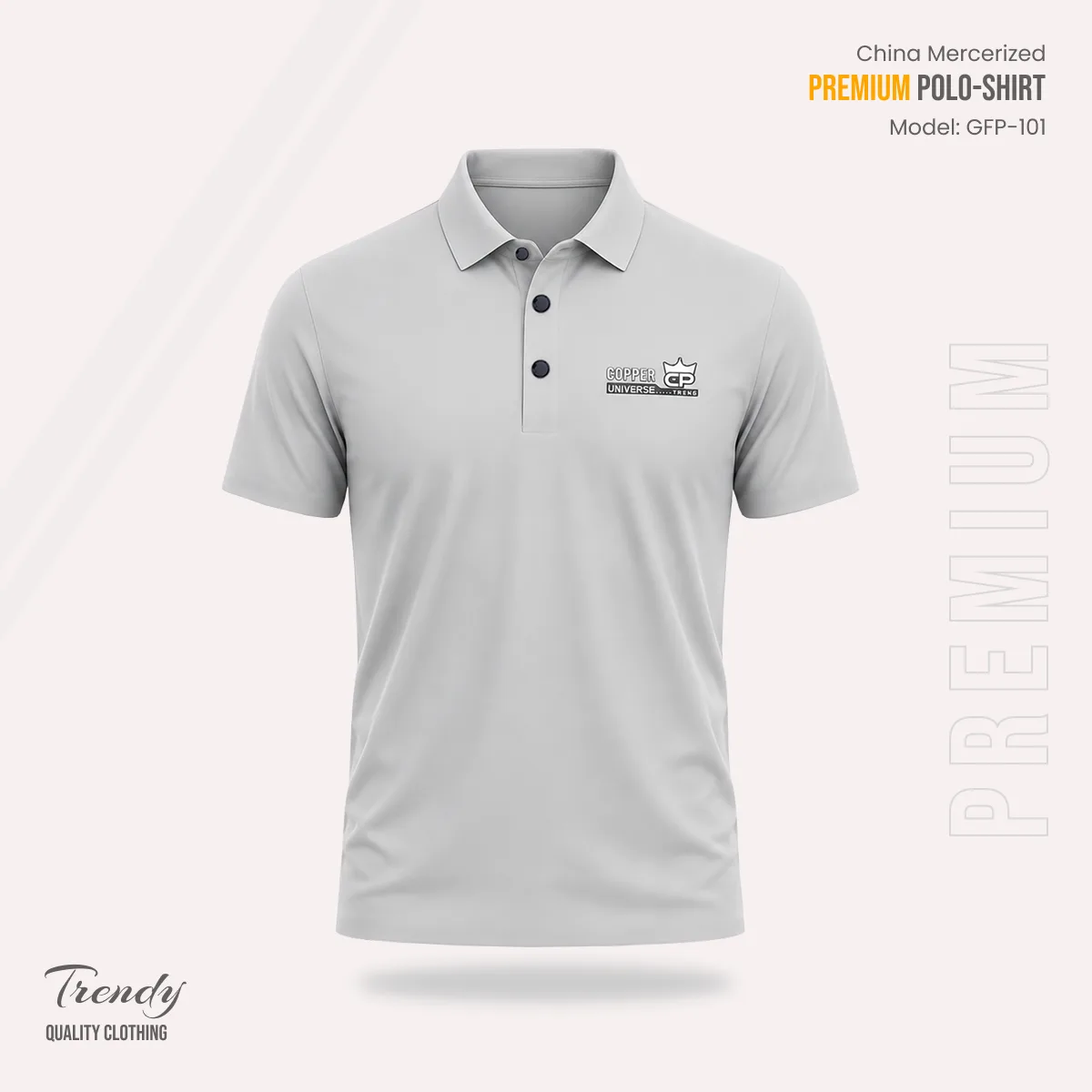 Premium Quality Half Sleeve China Mercerized Polo-shirt - (Light Greyish-Green)
