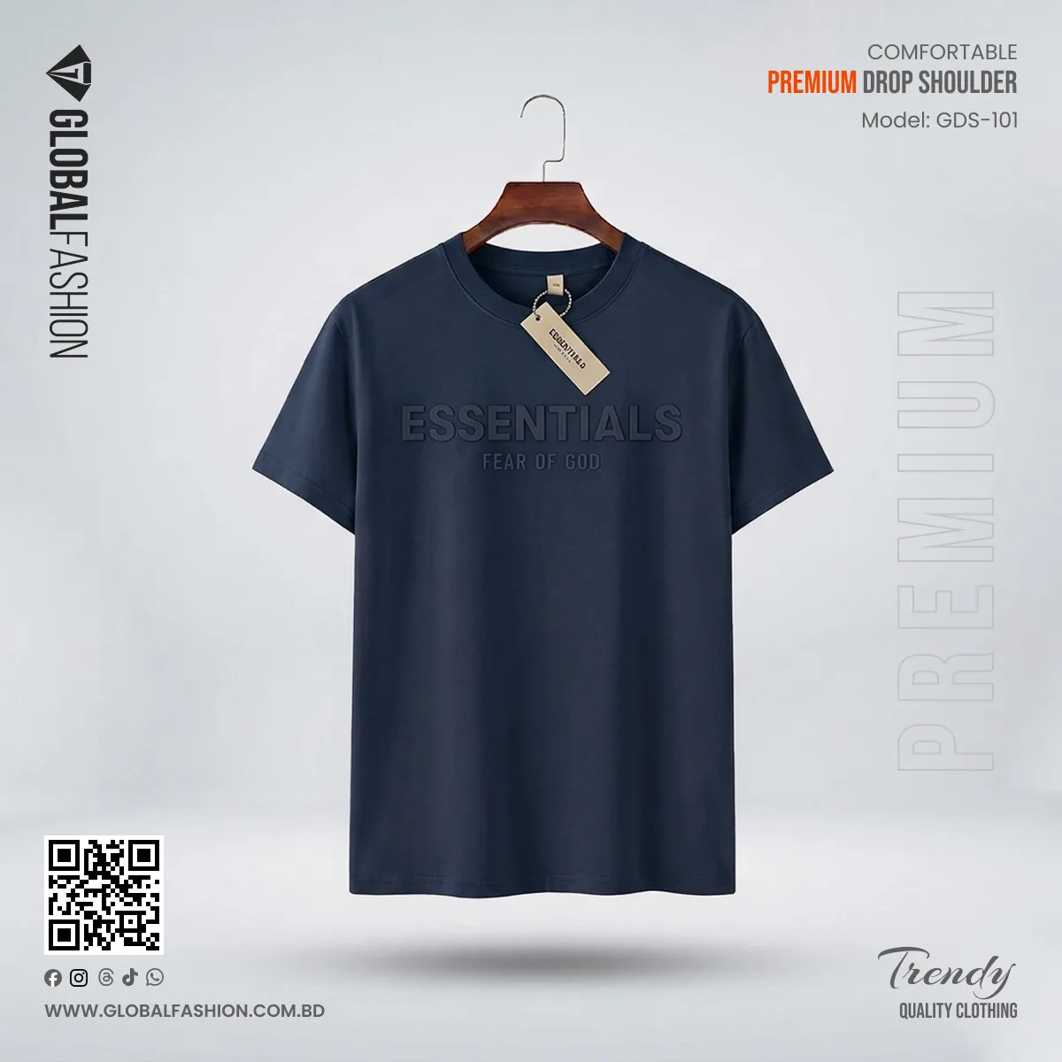 Premium Essentials Drop Shoulder T-shirt - (Navy Blue)
