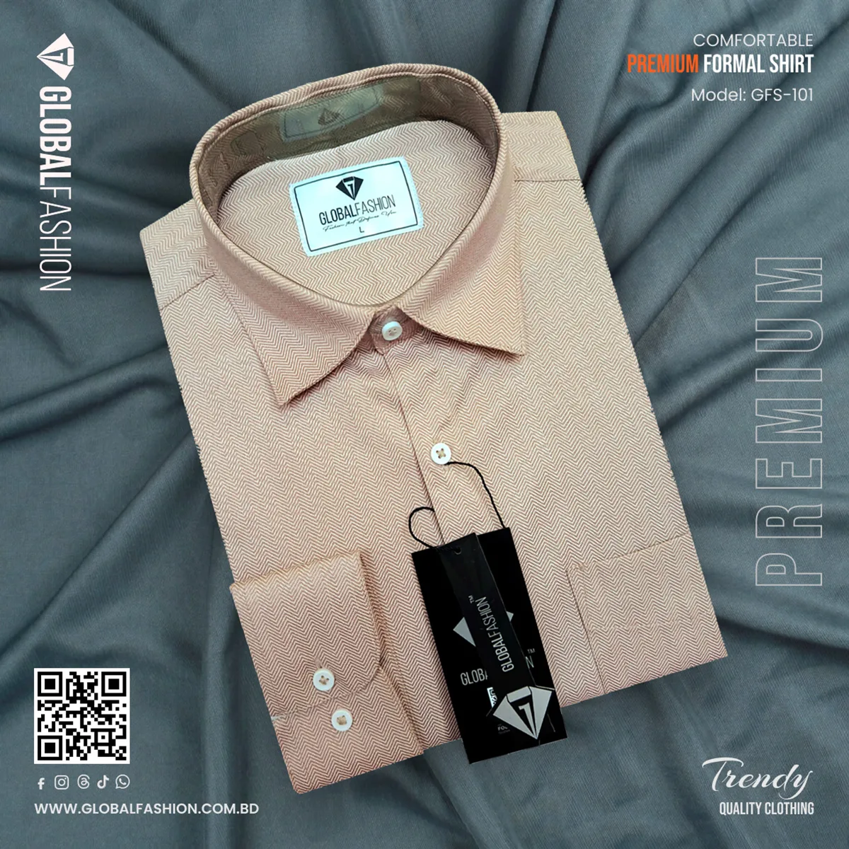 Premium Cotton Full Sleeve Formal Shirt - (Beige)