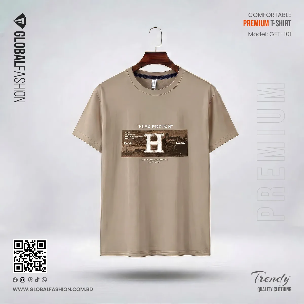 Premium And Exclusive China Mercerized Cotton T-shirt - (Gray)